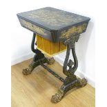 Chinoisserie sewing table Approx. 29" H x 25" W. Losses & wear Losses & wear