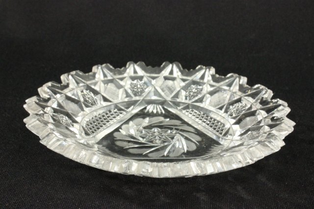 Dorflinger Hobstar crystal bowl, crystal tray... cut glass punch bowl, pinwheel cut tray - Image 3 of 5