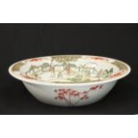 Tongzhi Famille-Rose Basin Depicting figures. Approx. 3" H x 12" D.