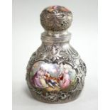 Unusual French silver & enamel perfumer Approx. 6" H.