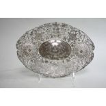 Oval Chinese Silver Filigree Tray Approx. 8 1/2" L x 6" W. Hallmarked on bottom.  Approx. 135g, 4.