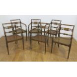 Lot of Adam Style Arm Chairs With cane seats. 3 pairs, 6 pieces total.