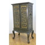 Chinese Export Cabinet on Stand 75 1/4" H x 40 1/4" W x 22 3/4" D. With decorated  interior