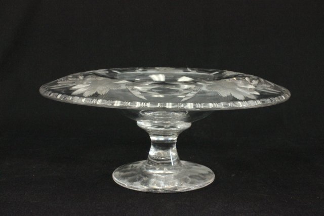 Pairpoint crystal compote Floral etched design, 4 1/2"H x 11"D From a NYC collector's 40 year - Image 2 of 3