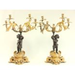 Pair of large Cupid ormolu 6 light candelabra Late 19th/ Early 20th century. Approx. 28 1/2" H.