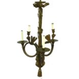 Louis XVI Style Ormolu 6 Light Chandelier Approx 37" H x 21" D. Early 20th Century. Wear to