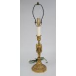 19th c Louis XVI Ormolu Candlestick Lamp Putti's masks. Approx. 14 1/4" H.