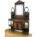 English Rosewood 2-Part Inlaid Etagere Approx. 92" H x 59" W x 15 1/2" D. From an estate  in Great