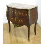 Louis XV style Marquetry & Kingwood Commode Approx. 33 1/4" H x 32" W x 16 3/4" D. Sabot  loose.