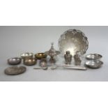 Middle Eastern Silver & Silver Plate Including, six bowls, footed tray, salt & pepper  shakers, etc.