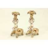 Pair of Silver Plate Bacchanalian Candlesticks With 2 angels riding lizards & grape cluster