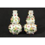 Pair of Schneeballen Bud Vases Marked with Meissen marks. Approx 5" H. Some  losses. Some losses.