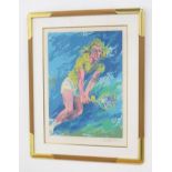 Leroy Neiman, "Bjorn Borg" Silkscreen. Framed. Pencil signed A. P. 1980's.  Approx. 27" H x 19" W