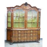 Dutch Rococo Burr-Walnut & Marquetry Cabinet On chest. Late 18th Century. Shaped serpentine  cornice