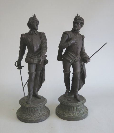 Pair of Metal Figures, "The Duet" French, early 20th century. Approx. 17" H.