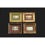 Set of 4 Italian Framed Italian Framed Watercolors Dahlia Klein. Approx 3" H x 4 3/4" W unframed, 7