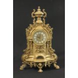 Brass Mantle Clock Late 20th Century. Approx. 24" H.