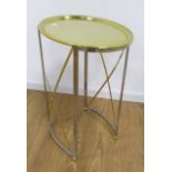Brass & Tray Top Directoire End Table Approx. 27 1/2" H x 19 3/4" x 14 3/4".