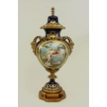 Sevres Bronze Mounted Covered Urn With satyr handles. signed Quentin. Classical  scene with