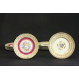 Two set of 6 service plates Charles Ahrenfeld, Limoges- floral hand painted.  Approx.  10 3/4" D and