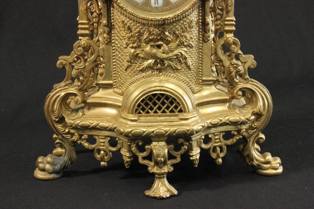 Brass Mantle Clock Late 20th Century. Approx. 24" H. - Image 3 of 3