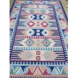 Large Kilim Carpet Lavender Native American design. Approx. 100" H x  67" W.