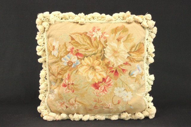 Needlepoint floral pillow Approx. 16" x 16".