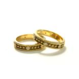 Pair of Unusual 18k Gold & Diamond Bands Approx. 5.2 dwt.