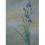 George A. Marks, "Floral Still Life of Irises" Framed. Signed on rear. George A. Marks,
