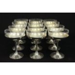 Shreve Dessert Cups with Glass Liners Sterling Silver. Glass is etched. Stamped Shreve  Sterling San