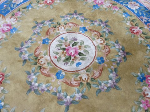 Chinese Round Gold Floral Carpet Chinese Round Gold Floral Carpet - Image 2 of 4