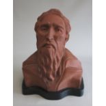Arthur Adams, Terra Cotta Bust 20th century. Signed. Approx 20" H without base x  15" W x 12" D.