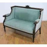 French Carved Love Seat Ca. 1920s Walnut frame.