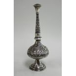 Persian Silver Bud Vase Depicting portraits. Top detaches. Approx. 10" H,  250.2 gms, 8ozt.