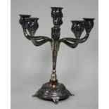Sterling silver 6 arm candelabra Floral design. Approx. 850 g, 27.2 ozt. Approx. 15  1/4" H.