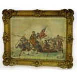 J. Birch, George Washington Crossing the Delaware Needlepoint. Inscribed & dated in gilding: