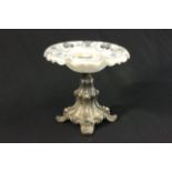 Bohemian Glass & Silver Plate Compote White glass with silver plated base. Approx. 8" H  x 8 1/2" D.