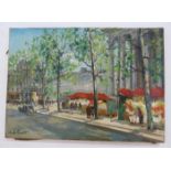 Charles Blondin, "Paris Flowers Market, Madeline" Oil on canvas. Signed lower left. Charles Blondin,