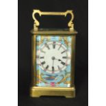 Bronze Carriage Clock with Sevres Style Plaques Depicting birds & flowers. Approx. 5 1/4" H x 3  5/