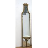 Neo-classic style Pier Mirror Gilt wood & composition. Approx. 111" H x 22" W x  12" D. Crest