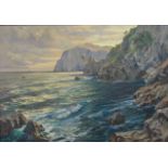 Attributed to Fulvio Di Sorrento, Rocky Coast Oil on canvas. Signed Fulvio lower right. Fulvio  Di