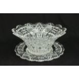 Exceptional Cut Glass Bowl with Underplate Bowl approx. 5" x 12" D. Underplate approx. 11  1/2" D.