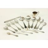 Lot of silver Including danish silver spoons, sewing pieces &  sterling child's cup. Johannes