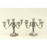 Pair of 5 Arm Gorham Sterling Weighted Candelabras Approx. 8 1/4" H x 8 3/4" W x 12" D.