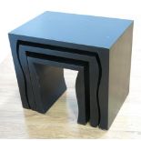 Set of 3 Black Lacquer Side Tables Approx. 18 1/2" H x 21" W x 15" D.