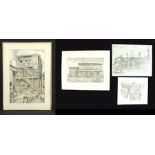 Norman Goldberg, 4 Drawings "Three Floor Walk Up" , Framed. Signed lower  right. Dated rear 1989.
