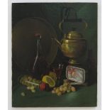 J.P. Francis, "Still Life with Olives & Grapes" Unframed. Signed & dated "'02" lower right.  Approx.