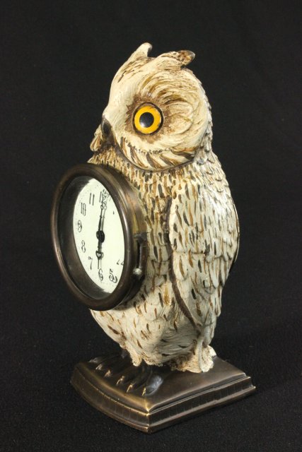 Owl Form Desk Clock Approx. 6 1/2" H. - Image 5 of 5