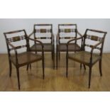 2 Pair Adam Style Arm Chairs with Cane Seats 2 Pair Adam Style Arm Chairs with Cane Seats