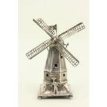 Unusual European silver Judaica spice box Hallmarked. Approx. 4 1/2" H. Minor loss to  windmill.